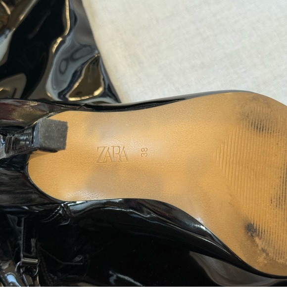 Zara Black Patent Over-the-Knee Stiletto Boots. Retail: $199. US 7.5, EU 38 size - Picture 10 of 16
